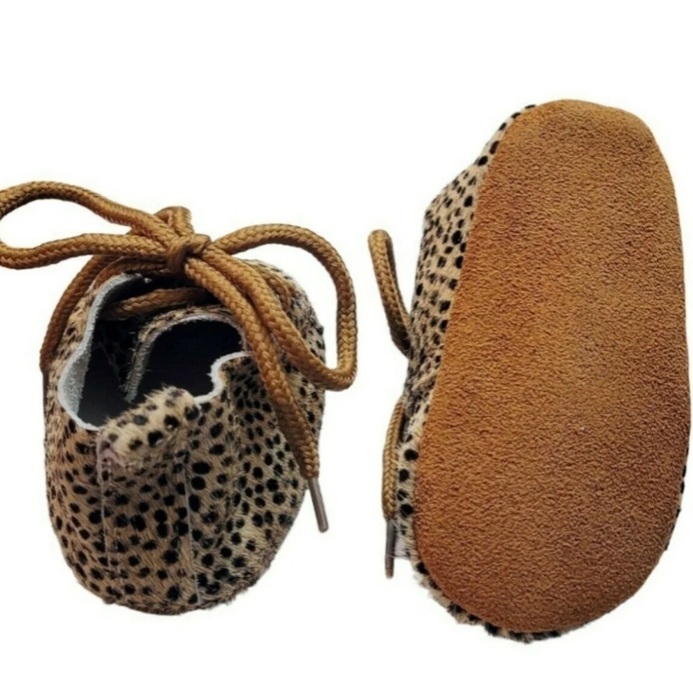 Baby Girl Faux Fur Soft Sole Cheetah Shoes 6 to 9 Months NWOT